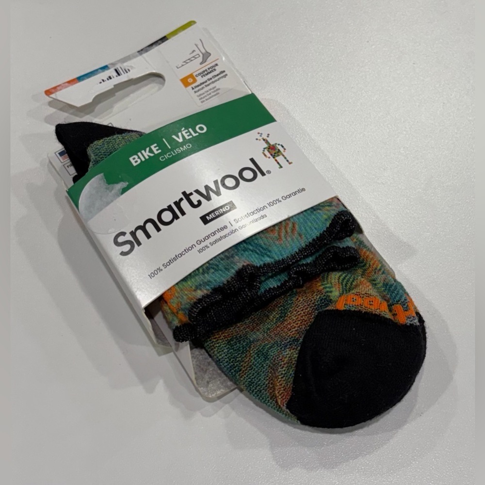SmartWool Women's Large Bike Zero Cushion Jungle Music Print Socks Honey NWT